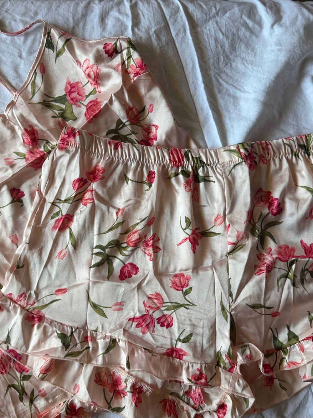Marilyn Monroe Pink Floral Satin Camisole Set